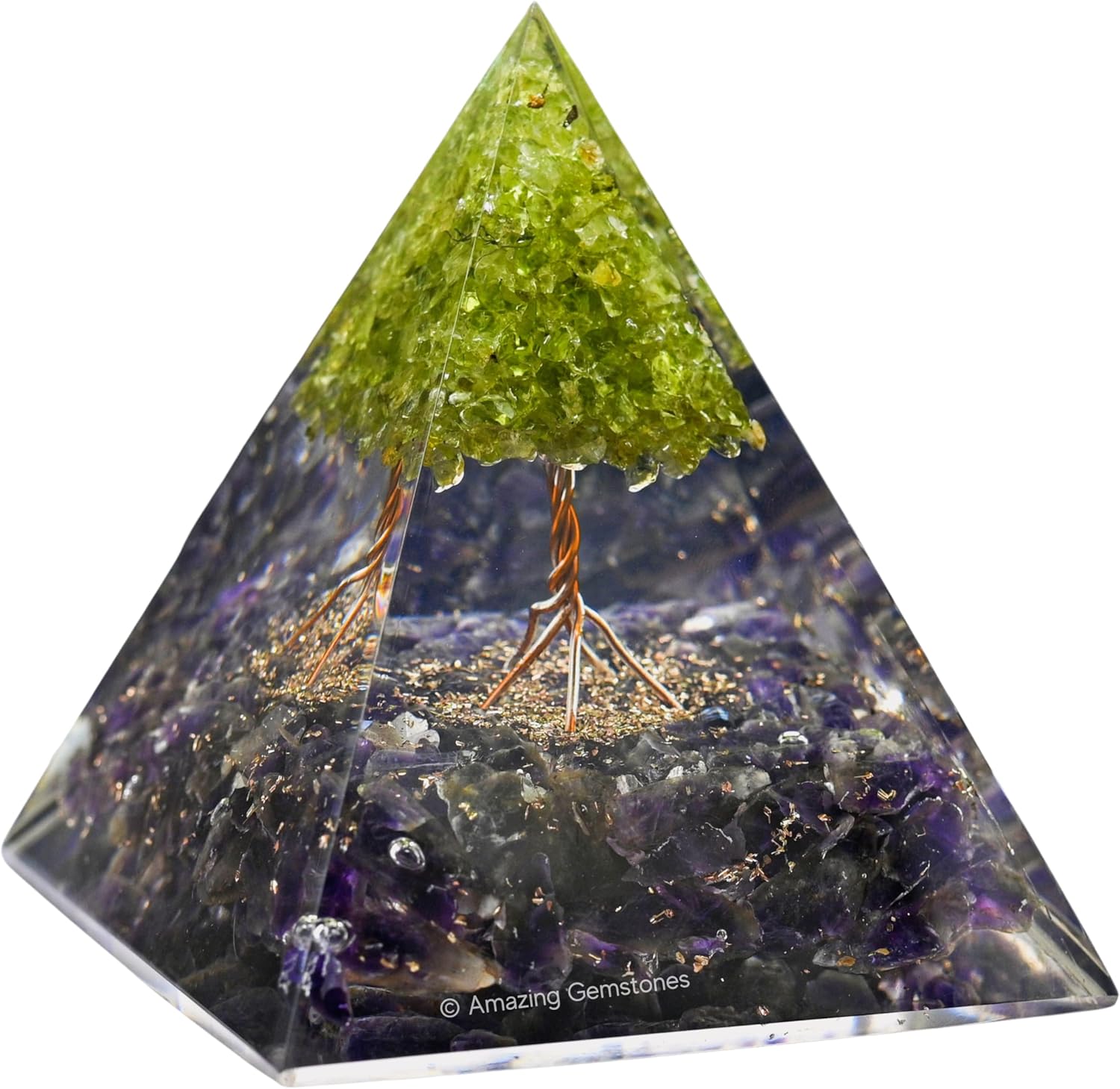 Orgonite Tree of Life Peridot Pyramid