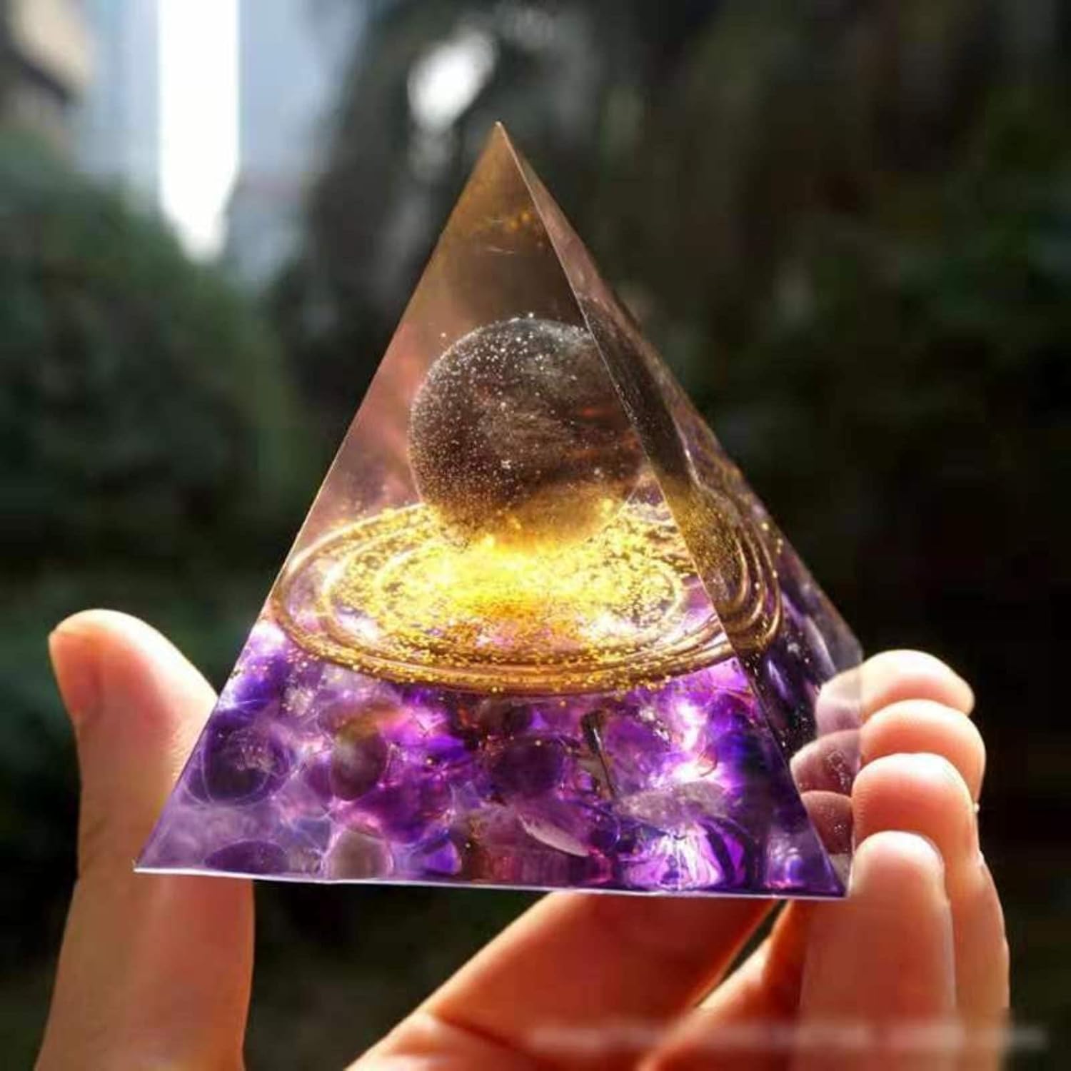 Smoky Quartz Amethyst Obsidian Reiki Pyramid